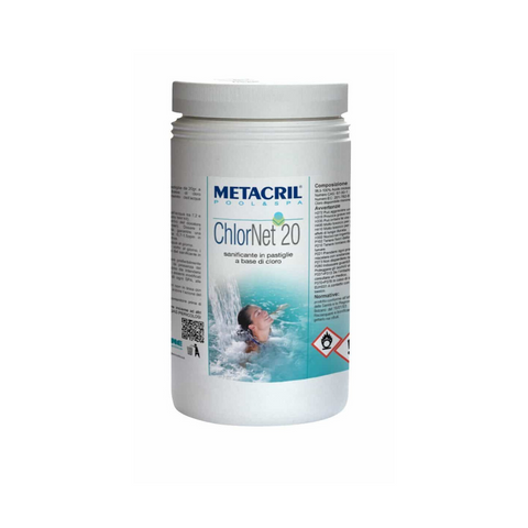 METACRIL - Chlor Net 20 - 1 kg in pastiglie da 20 gr. | Prodotto spa
