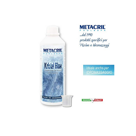 METACRIL - Kristal Blue - Antialga potenziato con azzurrante concentrato, chiarificante a base naturale 1 lt. | Prodotto piscine, spa