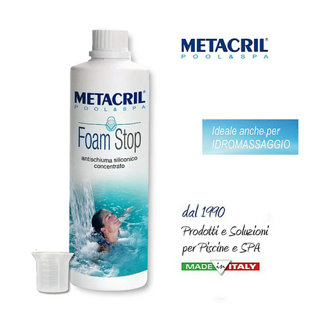 METACRIL - Foam Stop - antischiuma concentrato 500 ml | Prodotto piscine, vasche idromassaggio, spa