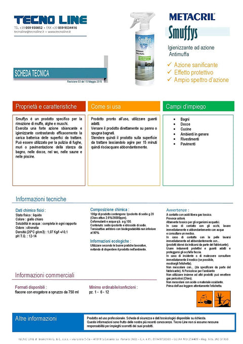 METACRIL - Smuffys - igienizzante ad azione antimuffa 500 ml | Prodotto pulizia