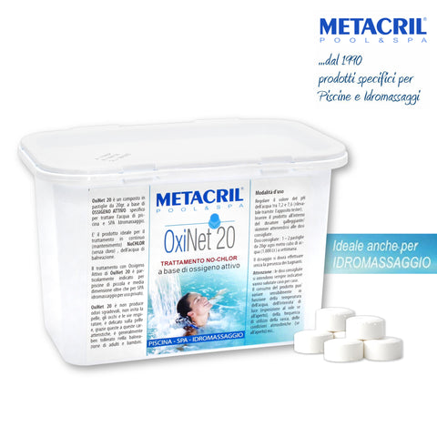 METACRIL - Oxi Net 20 - sanificante in pastiglie 1.2 kg | Prodotto piscine, spa