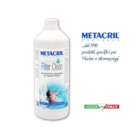 METACRIL - Filter Clean - Disincrostante per filtri di Piscina e Idromassaggio 1 lt | Prodotto piscine, vasche idromassaggio